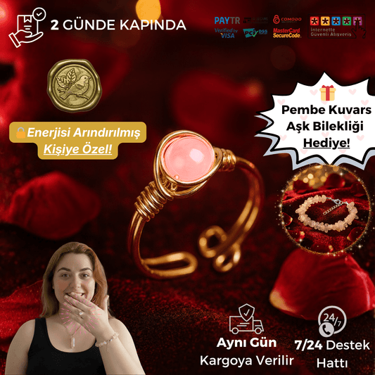 Pembe Kuvars Aşk Yüzüğü