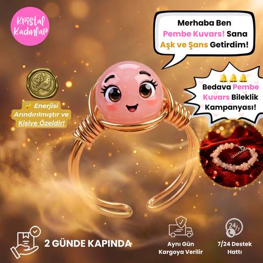 Arındırılmış Saf Pembe Kuvars Yüzük