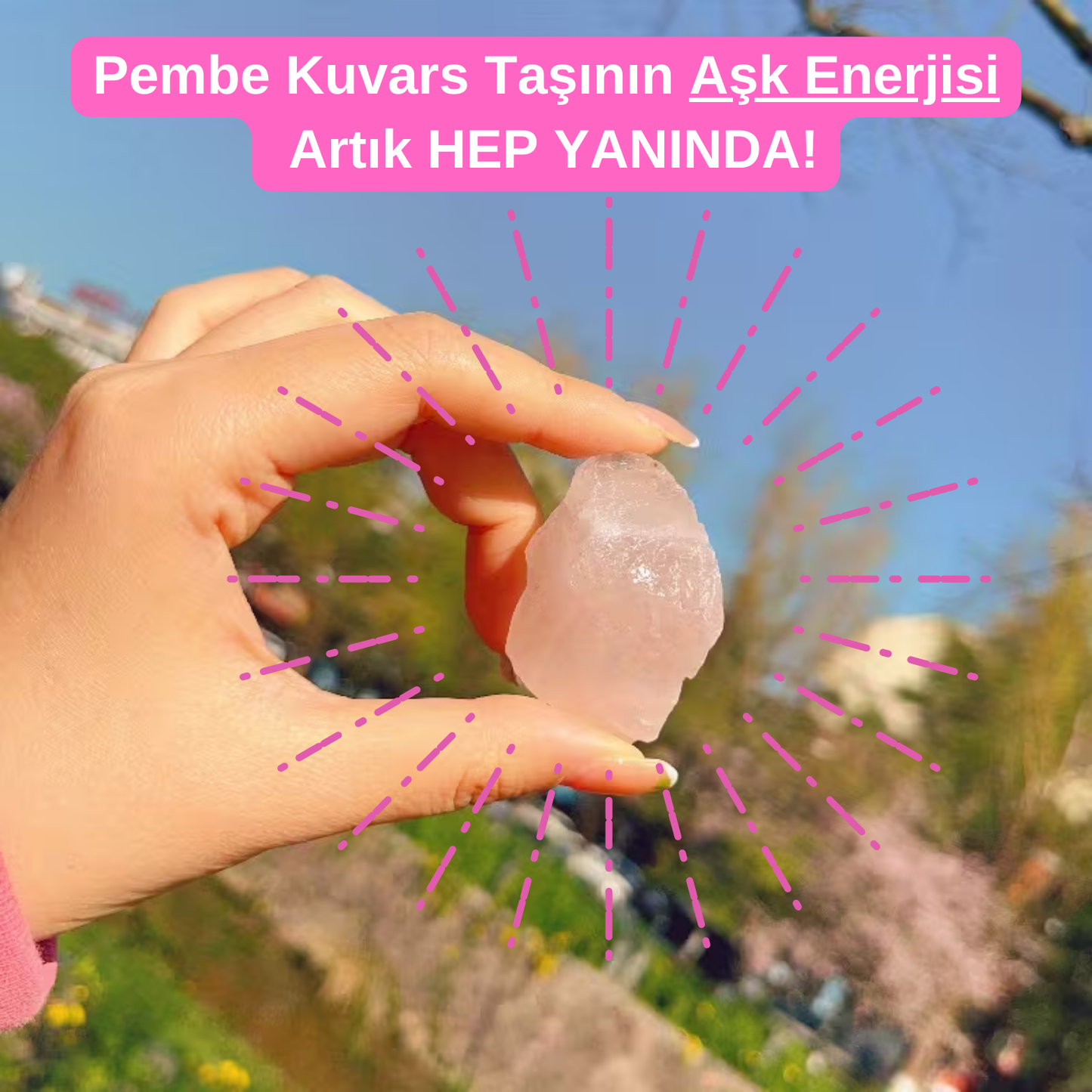 Pembe Kuvars Aşk Yüzüğü Seti