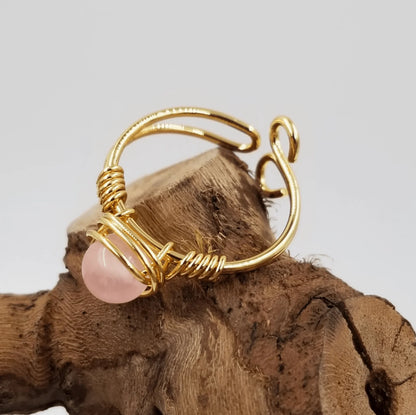 Pembe Kuvars Aşk Yüzüğü Seti